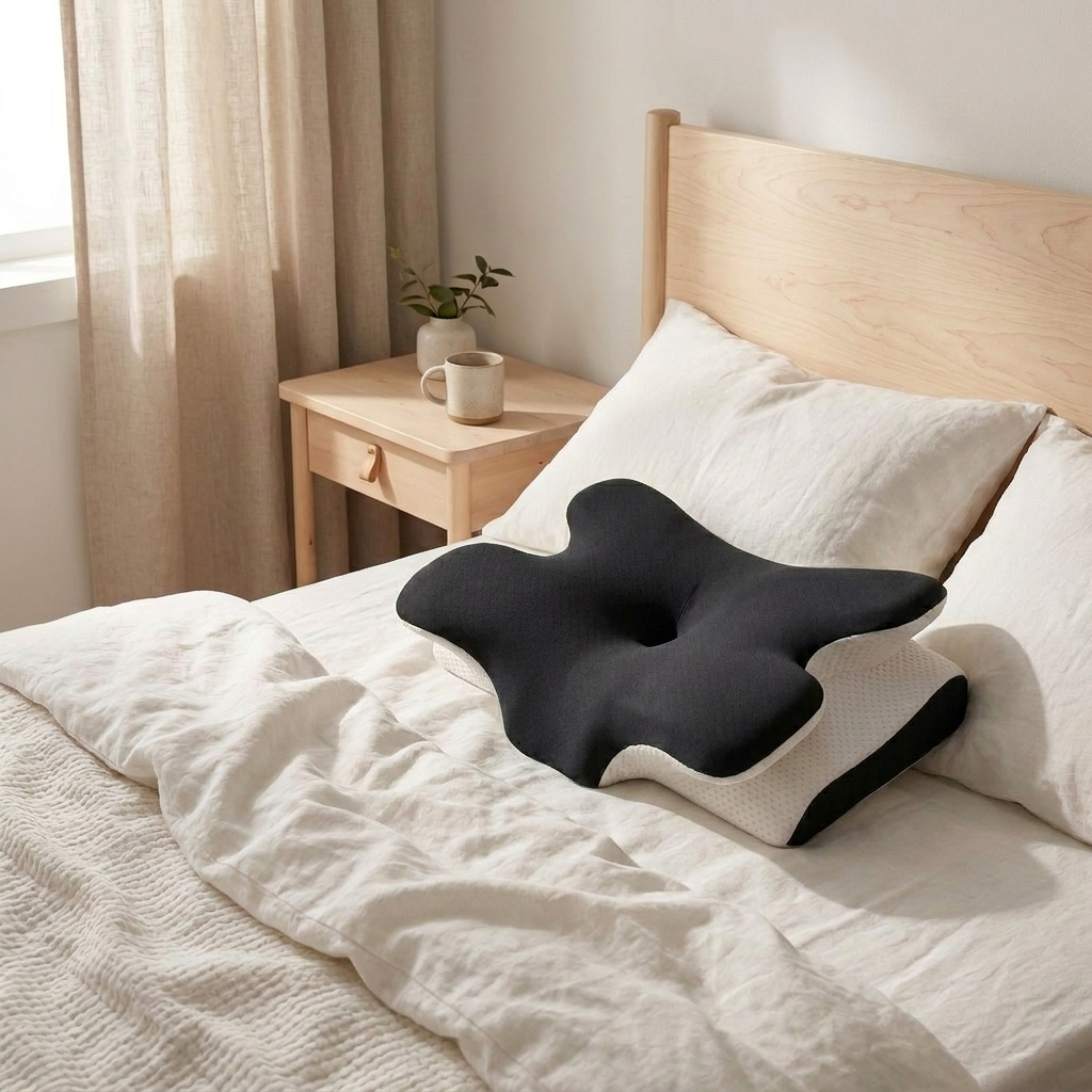 Calme Butterfly Nackenkissen in Schwarz
